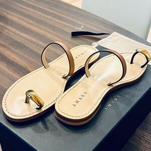 Amanu Style 21 Kibera Sandals. Size 38. Cognac Leather. Worn once.